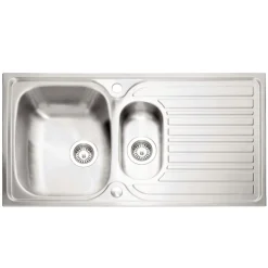Caple Crane 1.5 Bowl Satin Stainless Steel Sink & Waste Kit with Reversible Drainer - 965 x 510mm