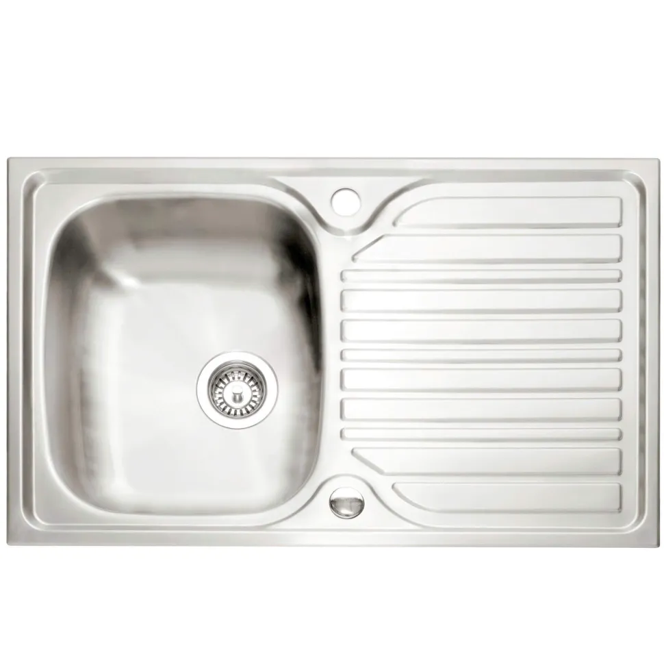 Caple Crane 1 Bowl Satin Stainless Steel Sink & Waste Kit with Reversible Drainer - 800 x 510mm