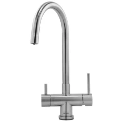 Caple Dalton Puriti Twin Lever Mono Kitchen Mixer & Cold Filtered Water Tap - Stainless Steel