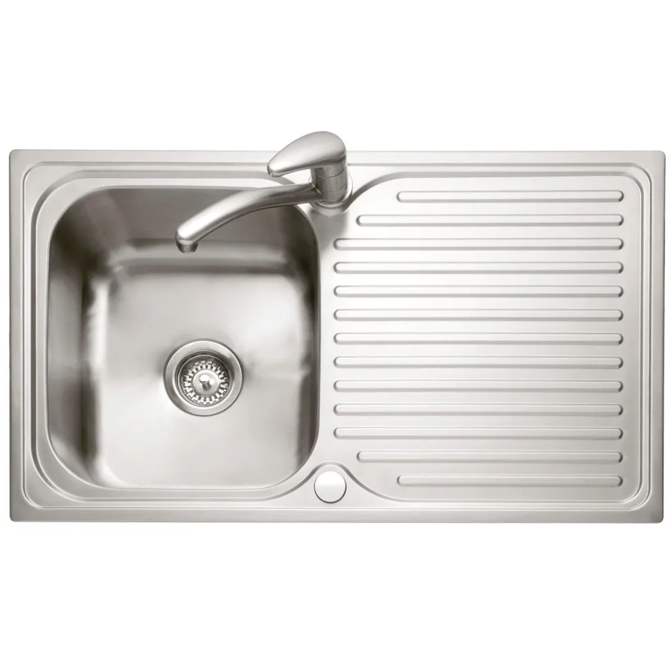 Caple Dove 1 Bowl Satin Stainless Steel Sink & Waste Kit with Reversible Drainer - 860 x 500mm