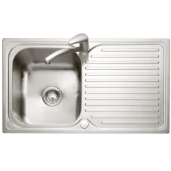 Caple Dove 1 Bowl Satin Stainless Steel Sink & Waste Kit with Reversible Drainer - 860 x 500mm