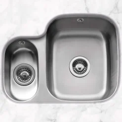 Caple Form 1.5 Bowl Undermount Satin Stainless Steel Sink & Waste Kit - 590 x 450mm