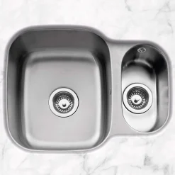 Caple Form 1.5 Bowl Undermount Satin Stainless Steel Sink & Waste Kit - Reversible - 590 x 450mm