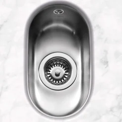 Caple Form 0.5 Bowl Undermount Satin Stainless Steel Sink & Waste Kit - 205 x 340mm