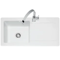 Caple Foxboro 1 Bowl White Ceramic Kitchen Sink with Reversible Drainer - 1000 x 500mm