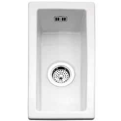 Caple Hampshire 0.5 Bowl Inset or Undermount White Ceramic Kitchen Sink - 250 x 475mm