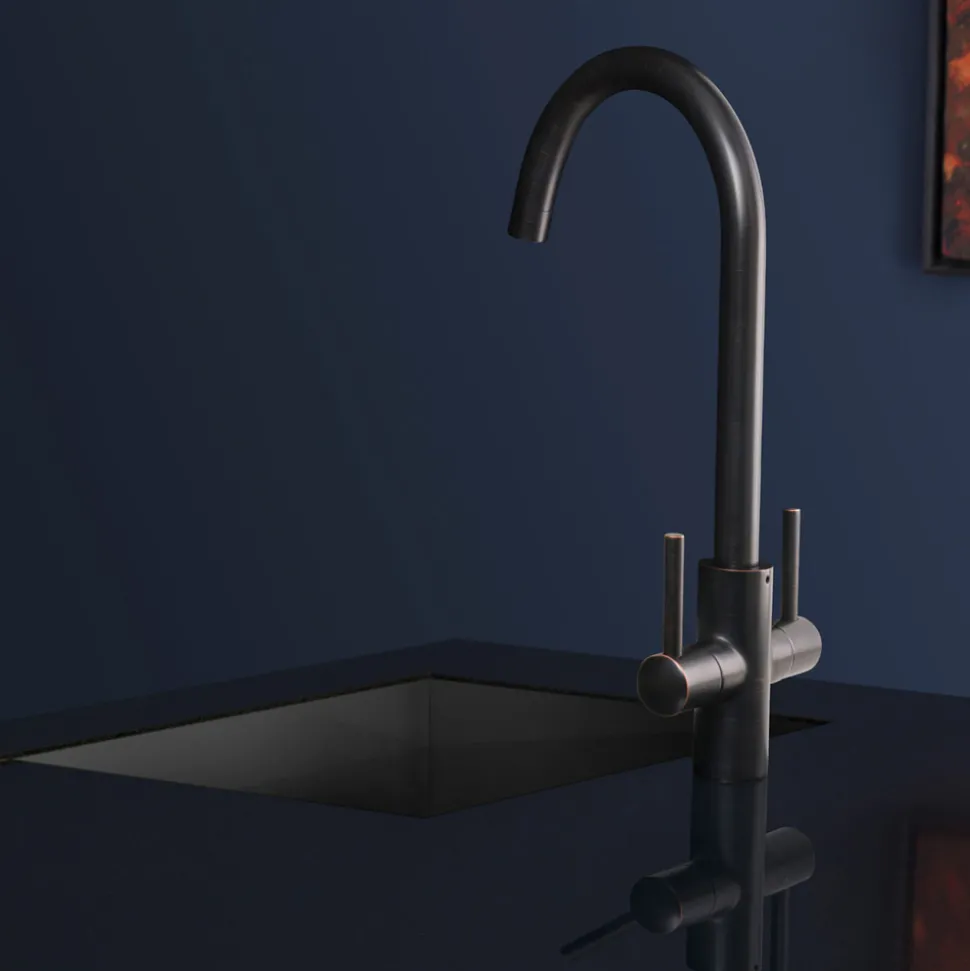 Caple Lamar Twin Lever Mono Kitchen Mixer - Blackened Copper