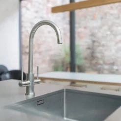 Caple Lamar Twin Lever Mono Kitchen Mixer - Stainless Steel