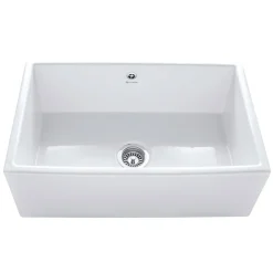 Caple Large Single Bowl Farmhouse White Ceramic Kitchen Sink - 762 x 457mm