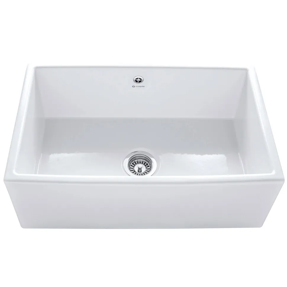Caple Large Single Bowl Farmhouse White Ceramic Kitchen Sink - 762 x 457mm
