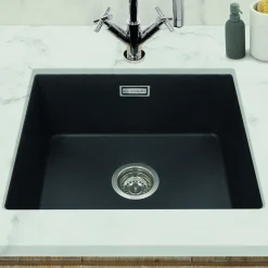 Caple Leesti 1 Bowl Inset or Undermount Granite Composite Kitchen Sink & Waste Kit - 530 x 460mm