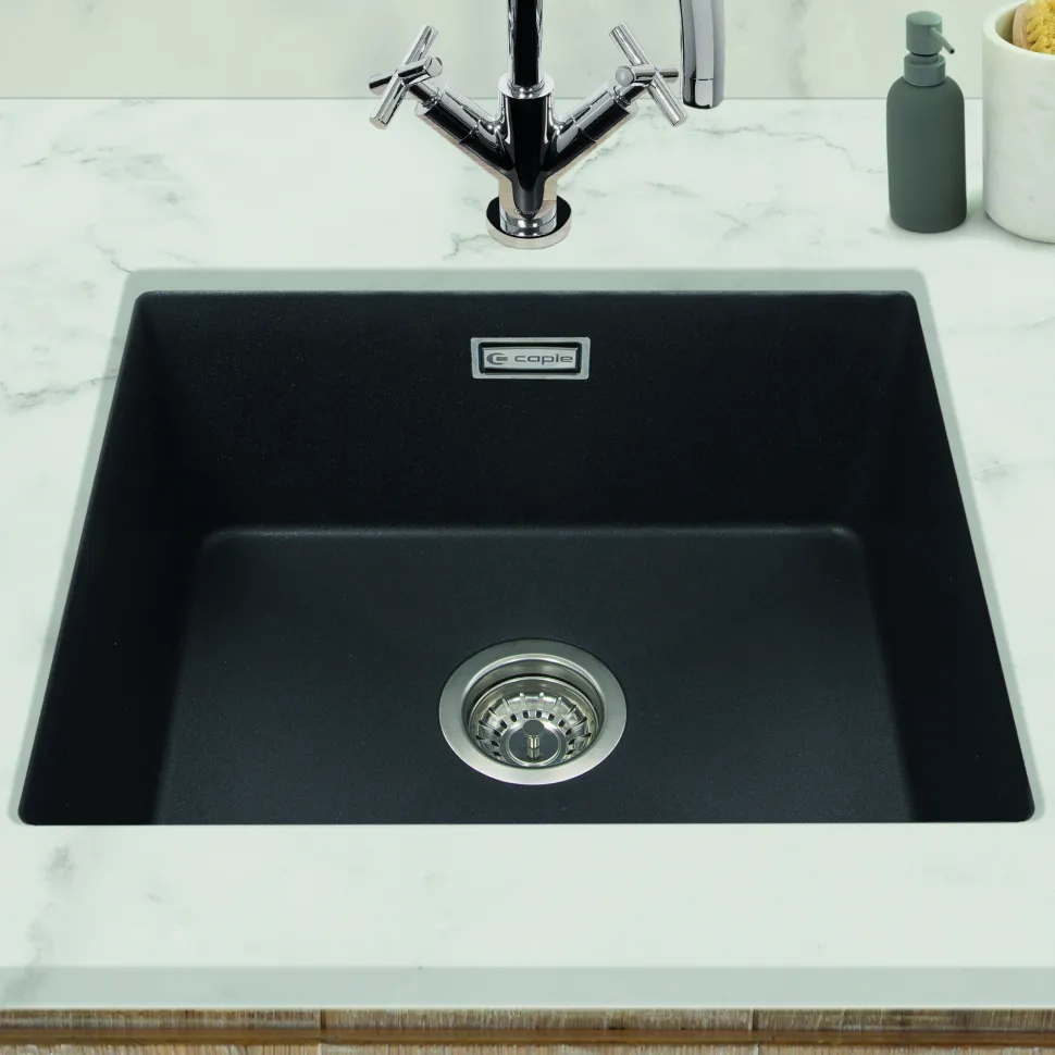 Caple Leesti 1 Bowl Inset or Undermount Granite Composite Kitchen Sink & Waste Kit - 530 x 460mm