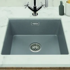 Caple Leesti 1 Bowl Inset or Undermount Granite Composite Kitchen Sink & Waste Kit - 530 x 460mm