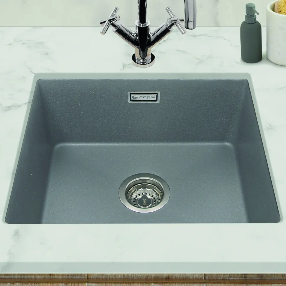 Caple Leesti 1 Bowl Inset or Undermount Granite Composite Kitchen Sink & Waste Kit - 530 x 460mm