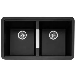 Caple Leesti 2 Bowl Undermount Granite Composite Kitchen Sink & Waste Kit - 824 x 481mm