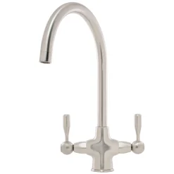 Caple Leval Traditional Twin Lever Mono Kitchen Mixer - Brushed Nickel