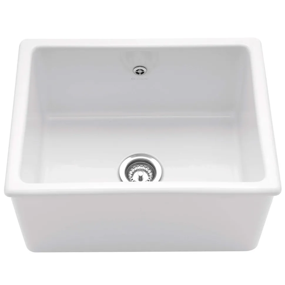 Caple Lingfield Single Bowl White Ceramic Inset Butler Sink - 620 x 470mm