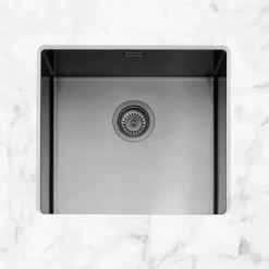 Caple Mode 1 Bowl Inset or Undermount Gunmetal Brushed Stainless Steel Sink & Waste Kit - 490 x 440mm