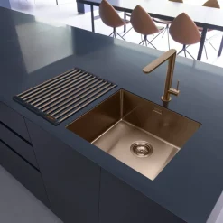 Caple Mode 1 Bowl Inset or Undermount Copper Brushed Stainless Steel Sink & Waste Kit - 490 x 440mm