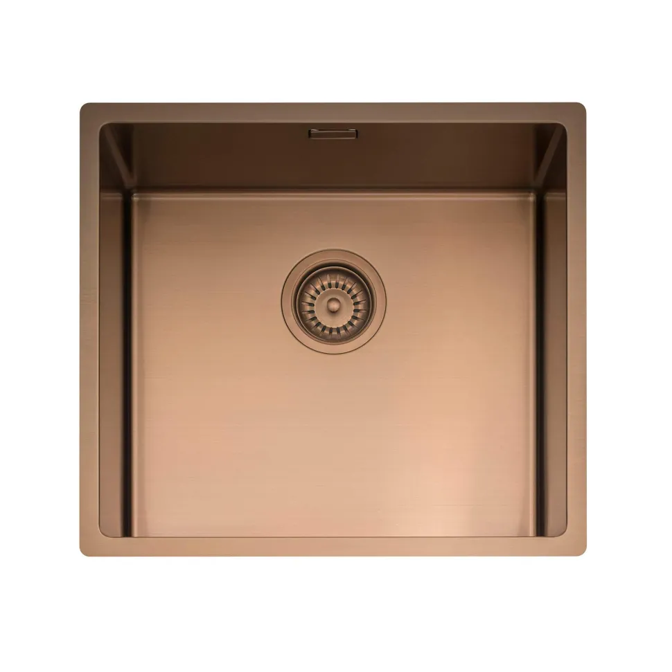 Caple Mode 1 Bowl Inset or Undermount Copper Brushed Stainless Steel Sink & Waste Kit - 490 x 440mm