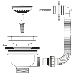 Caple Stainless Steel Square Overflow Waste Kit