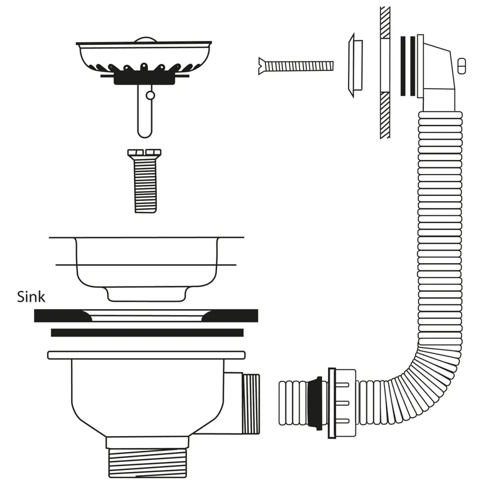 Caple Stainless Steel Square Overflow Waste Kit