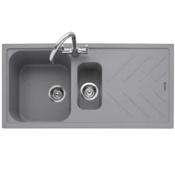Caple Veis 1.5 Bowl Granite Composite Kitchen Sink & Waste Kit with Reversible Drainer - 1000 x 500mm
