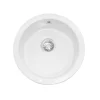 Caple Warwickshire Single Bowl Inset or Undermount White Ceramic Round Kitchen Sink - 470 x 470mm