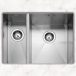 Caple Zero 1.5 Bowl Inset or Undermount Brushed Stainless Steel Sink & Waste Kit - 596 x 450mm