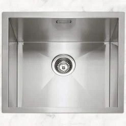 Caple Zero 1 Bowl Inset or Undermount Brushed Stainless Steel Sink & Waste Kit - 500 x 450mm