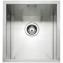 Caple Zero 1 Bowl Inset or Undermount Brushed Stainless Steel Sink & Waste Kit - 400 x 450mm