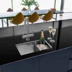 Caple Zona Large Single Bowl Brushed Stainless Steel Sink & Waste Kit with Accessory Pack - 496 x 300mm