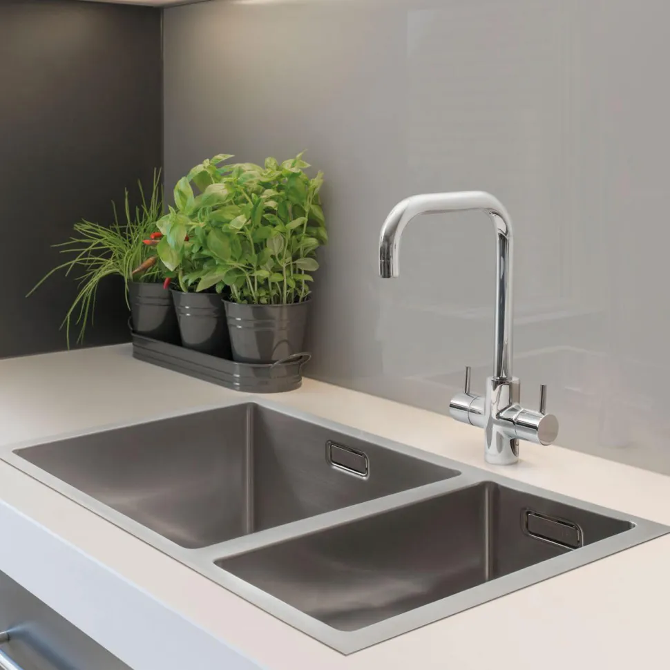Caple Zuben Quad Twin Lever WRAS Approved Mono Kitchen Mixer - Chrome