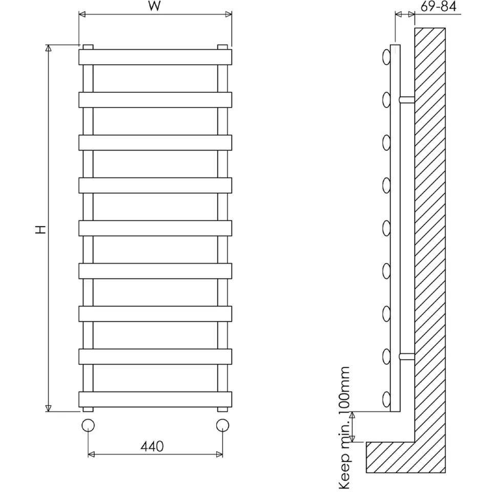 Carisa Aldo Oval Steel Ladder Heated Towel Rail