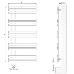 Carisa Alias Offset Stainless Steel Designer Heated Towel Rail - 1000 x 500mm