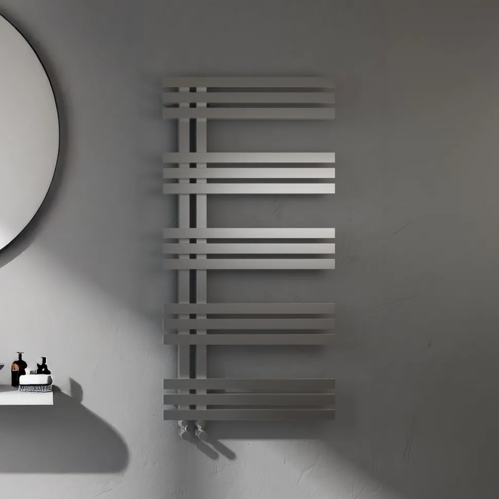 Carisa Alias Offset Stainless Steel Designer Heated Towel Rail - 1000 x 500mm