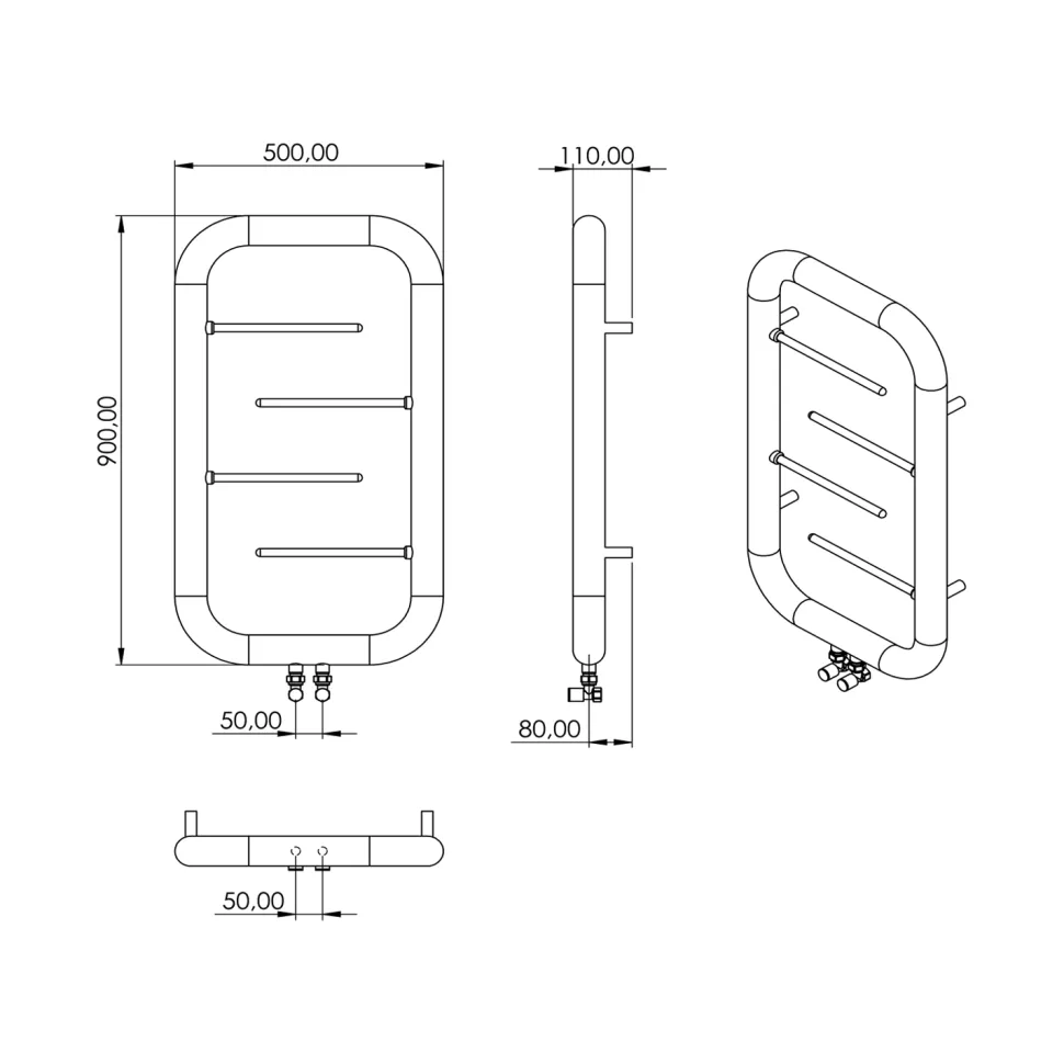 Carisa Aren Ladder Stainless Steel Designer Heated Towel Rail