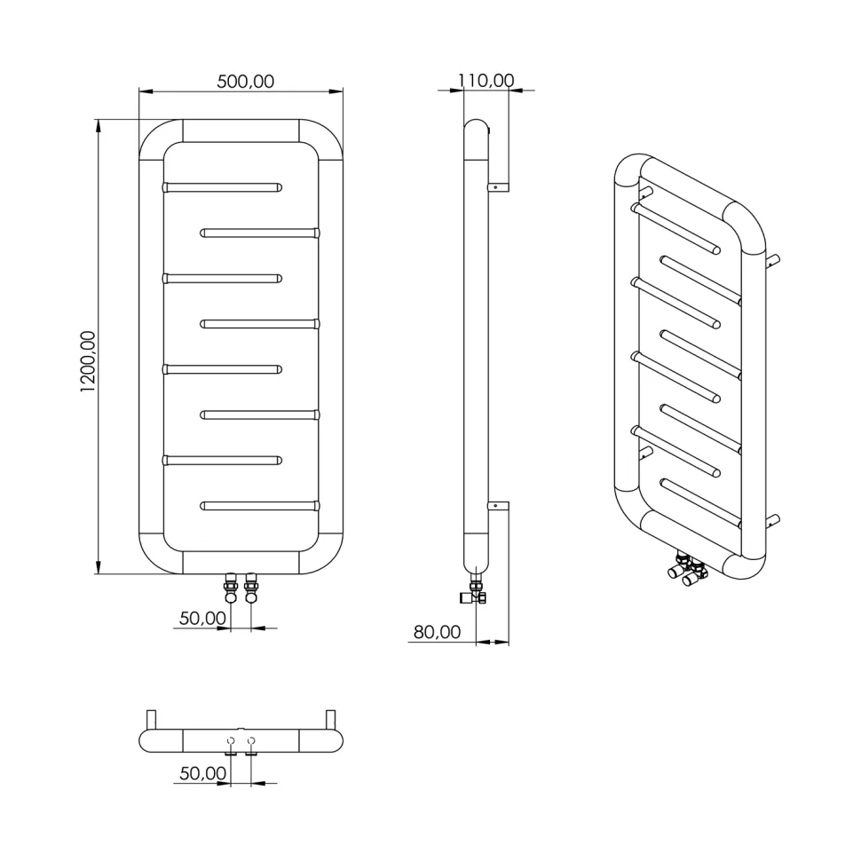 Carisa Aren Ladder Stainless Steel Designer Heated Towel Rail