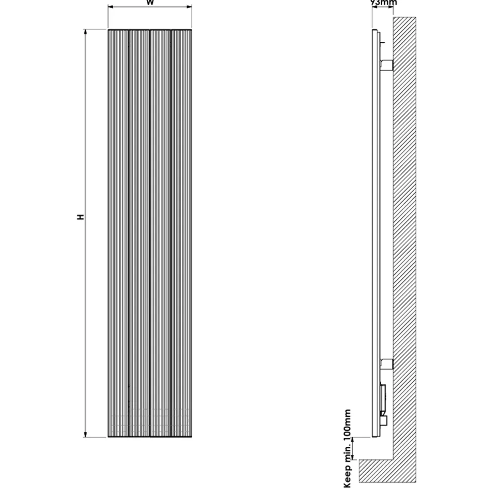 Carisa Boreas M Vertical Electric Single Panel Aluminium Radiator with Smart Wifi Thermostat