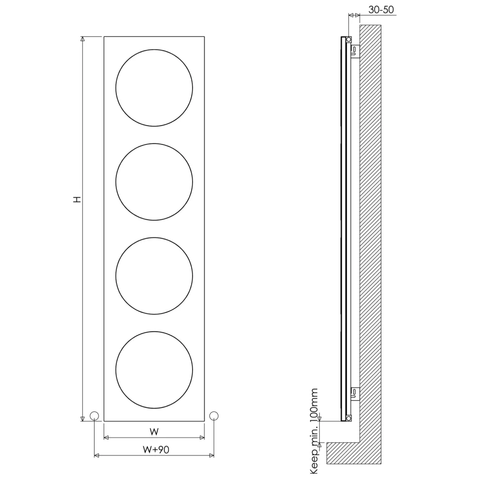 Carisa Circles Aluminium Vertical Mirror Radiator