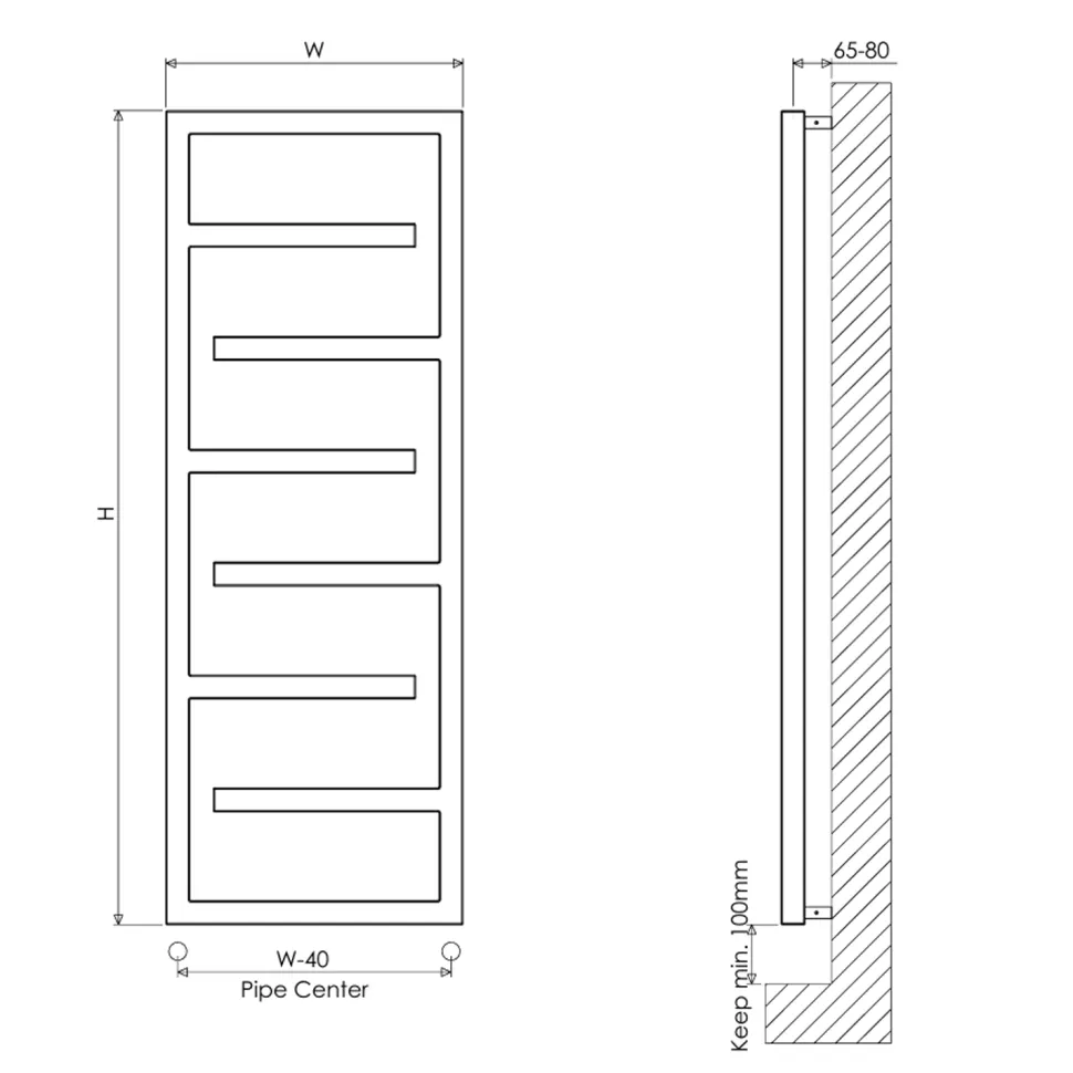 Carisa Eclipse Stainless Steel Heated Towel Rail