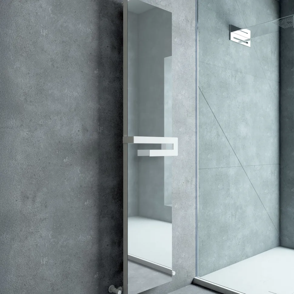 Carisa Elvino Mirrored Aluminium Radiator with Integrated Towel Rail - 1800 x 370mm