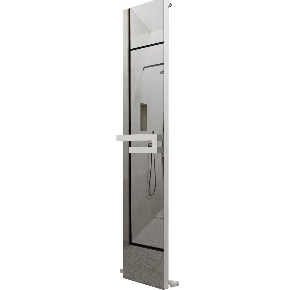 Carisa Elvino Mirrored Aluminium Radiator with Integrated Towel Rail - 1800 x 370mm