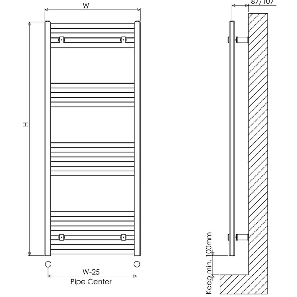 Carisa Fame Aluminium Heated Towel Rail