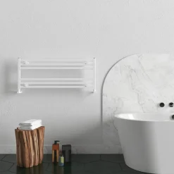 Carisa Fame Horizontal Ladder Aluminium Designer Heated Towel Rail - 400 x 1000mm