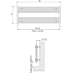 Carisa Fame Horizontal Ladder Aluminium Designer Heated Towel Rail - 400 x 1000mm