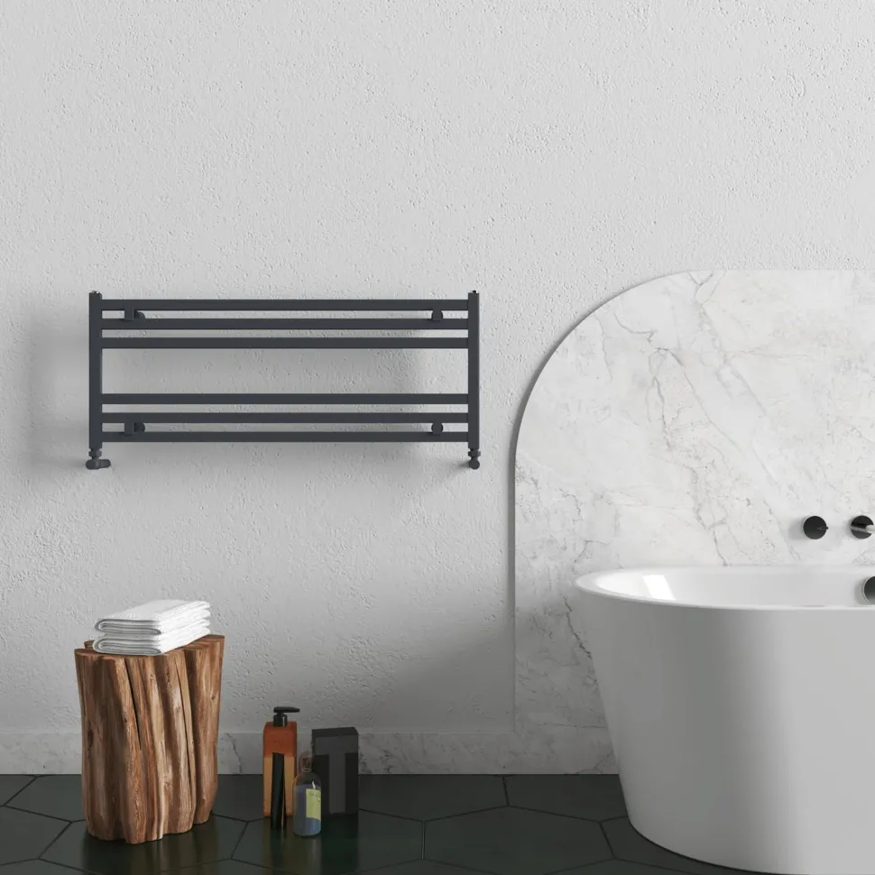 Carisa Fame Horizontal Ladder Aluminium Designer Heated Towel Rail - 400 x 1000mm
