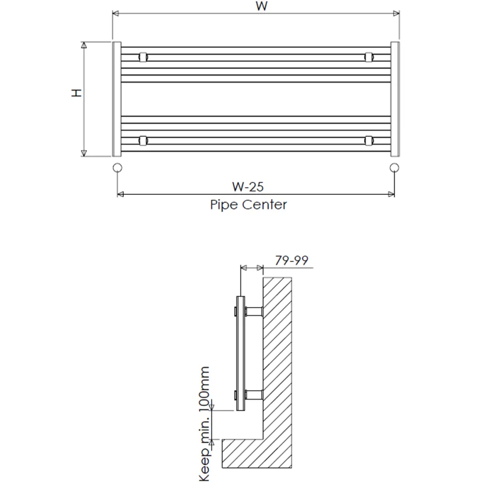 Carisa Fame Horizontal Ladder Aluminium Designer Heated Towel Rail - 400 x 1000mm