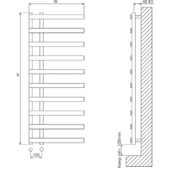 Carisa Floris Offset Ladder Steel Heated Towel Rail