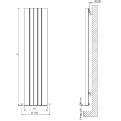 Carisa Gaia Oval Single Panel Vertical Aluminium Radiator